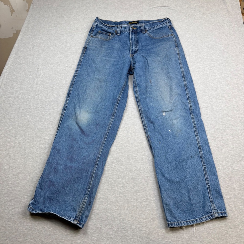 Stanley Mens Blue Denim Workwear Straight Leg Jeans 34x32 EGL-BSH 1120